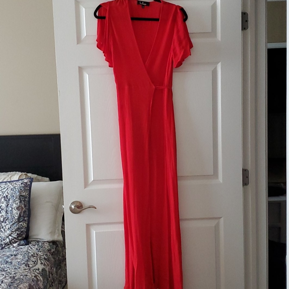 Red wrap dress